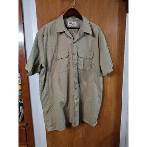 Dickies Men's Shirt Tan/Khakia, Short Sleeve, Button-Up, 2XL